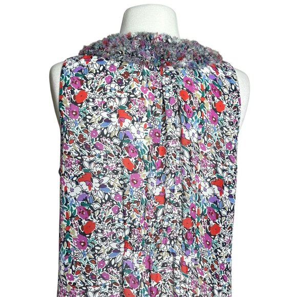 CAbi Liberty Floral Ruffle Neck Keyhole Sleeveless Blouse Top Medium - Picture 3 of 6